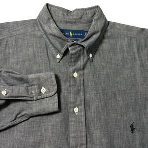 Ralph Lauren Shirt Men's Size Large Tall Dark Gray Pony Long Sleeve Classic Fit